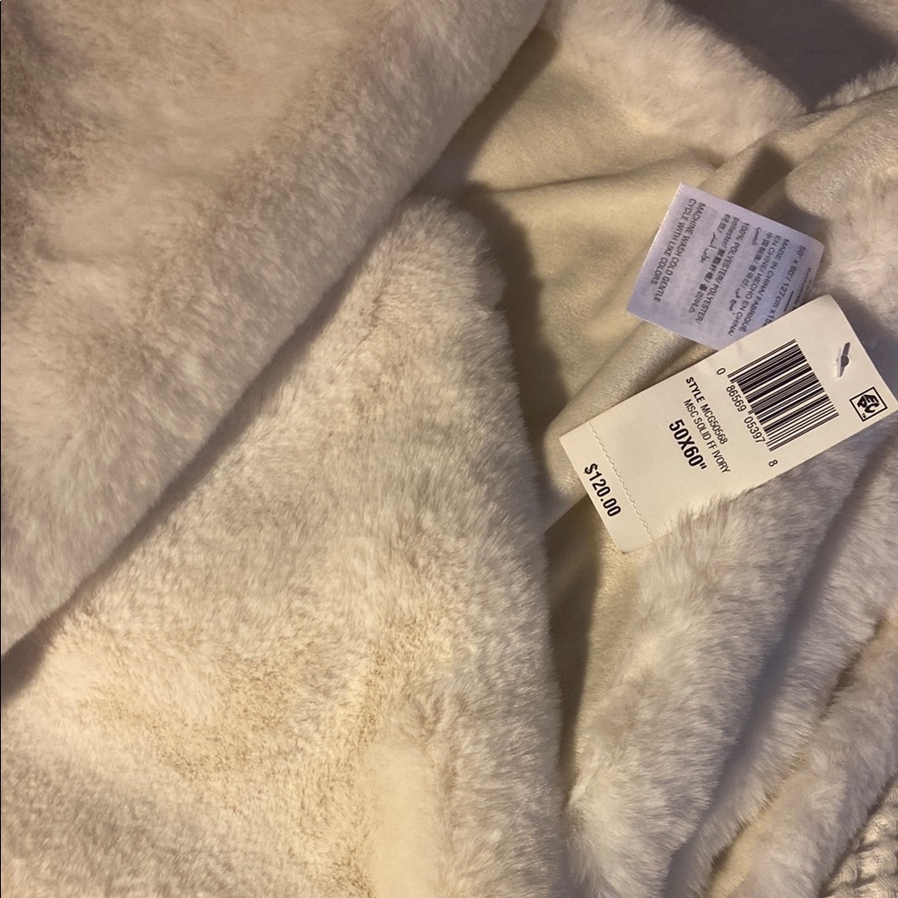 Plush Cream Faux Fur Blanket
